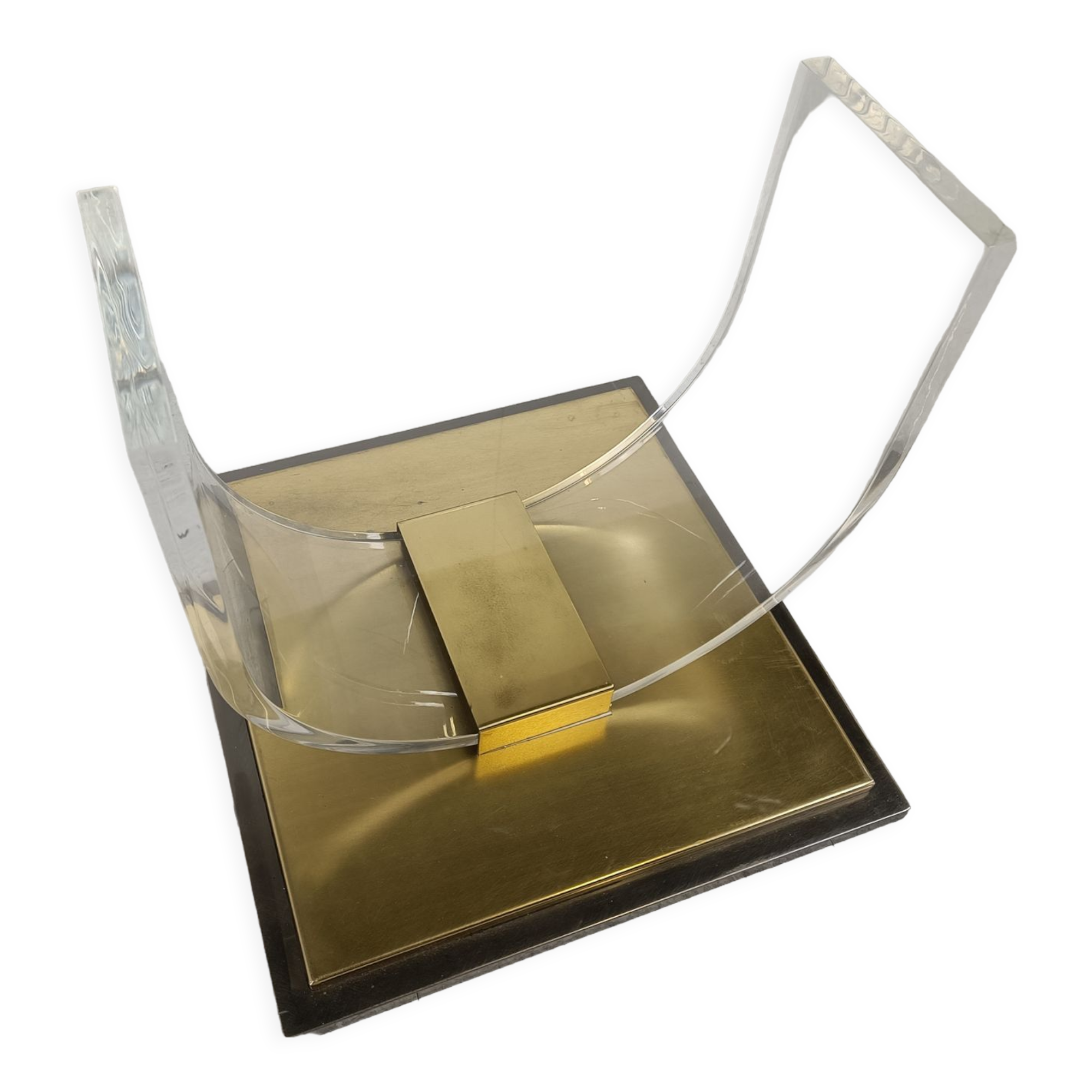 Lucite and brass arch coffee table, 1970s