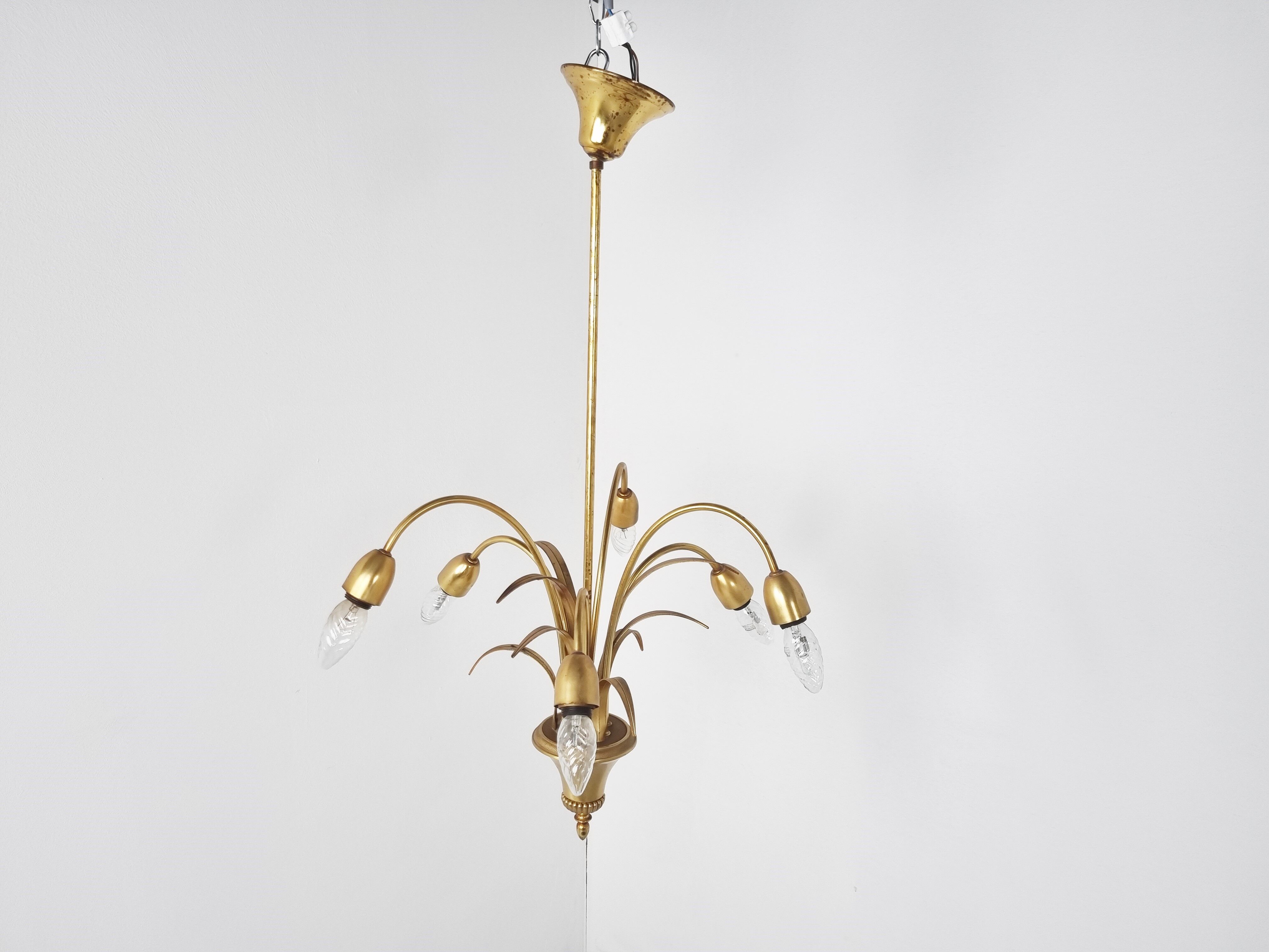 Brass pineapple chandelier, 1970s