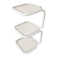 Table d’appoint vintage en métal tubulaire blanc et verre, design moderniste années 1980
