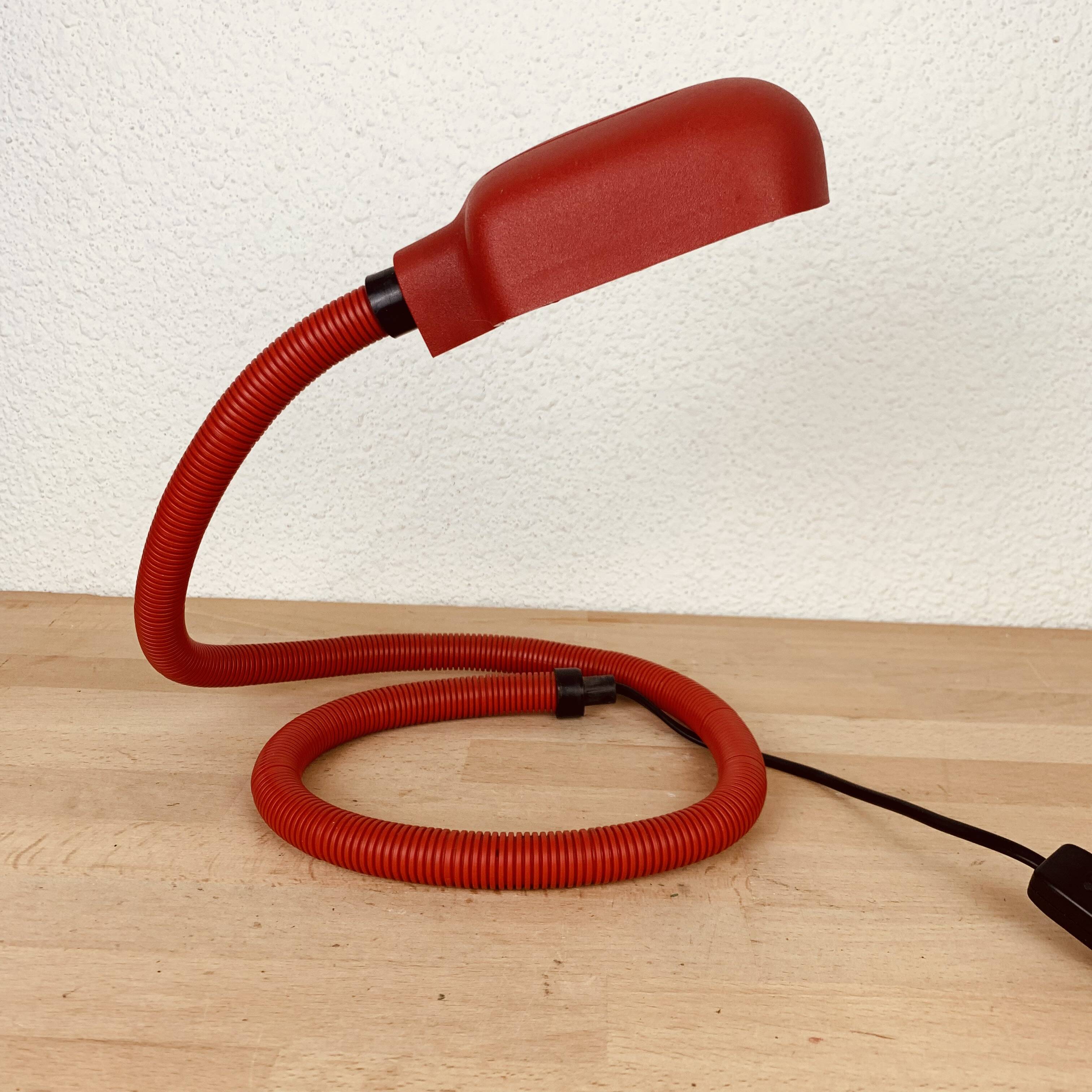 Lampe serpent flexible rouge années 80