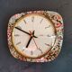 Vintage rectangular silent wall pendulum clock "FFR red flowers"