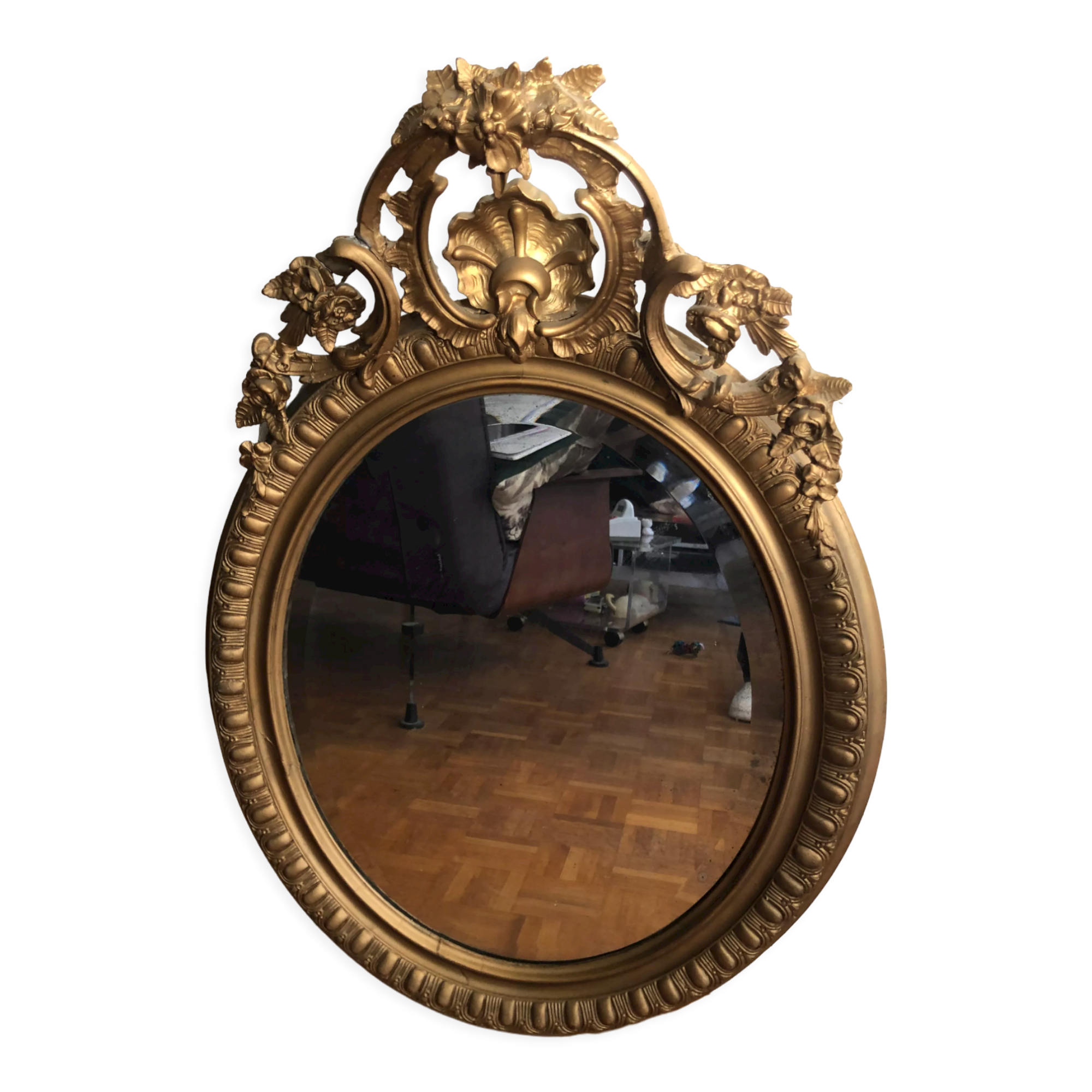 Oval mirror with pediment, 100x70 cm