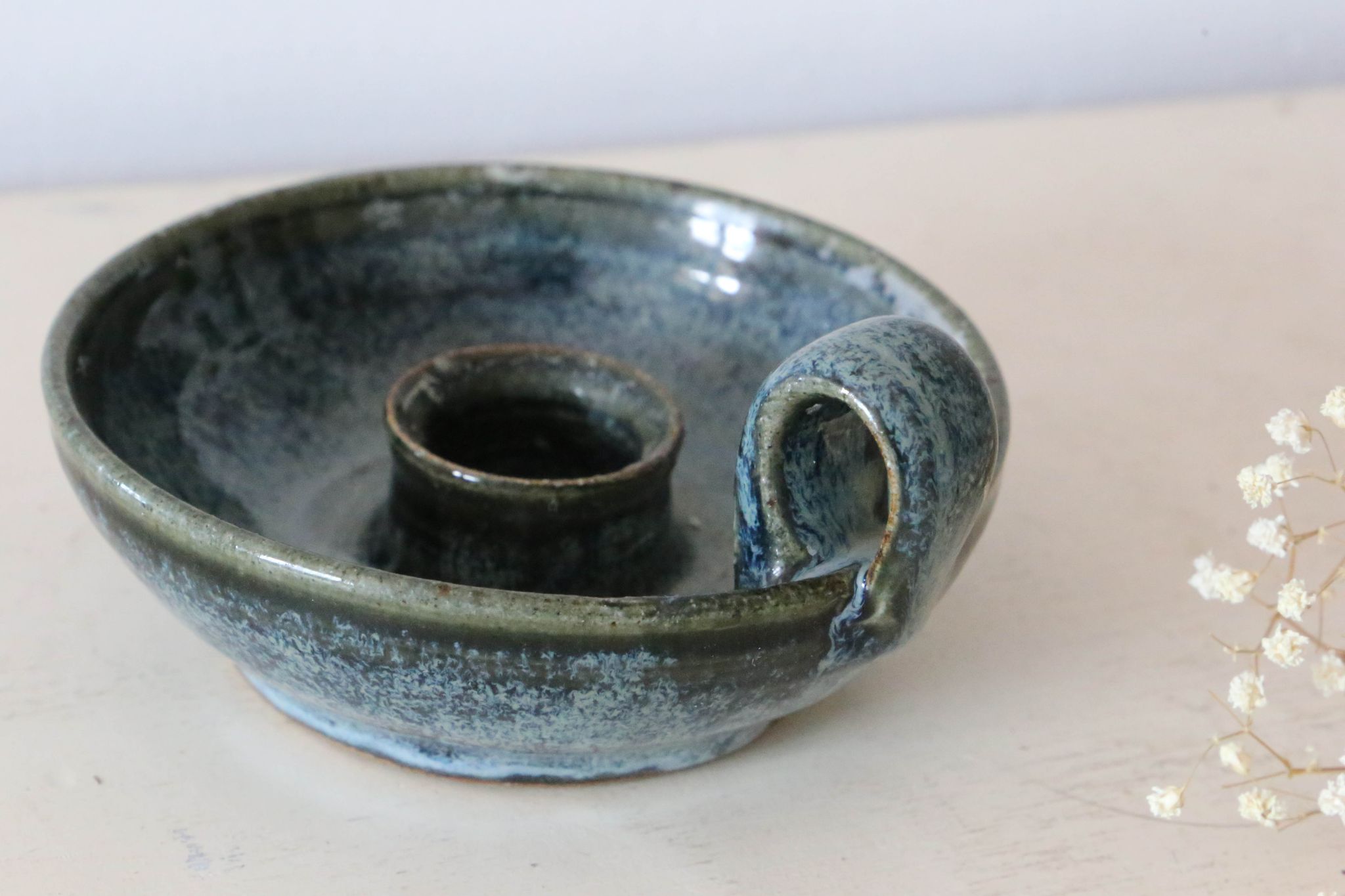 Bougeoir, poterie vintage, Manziat, vintage