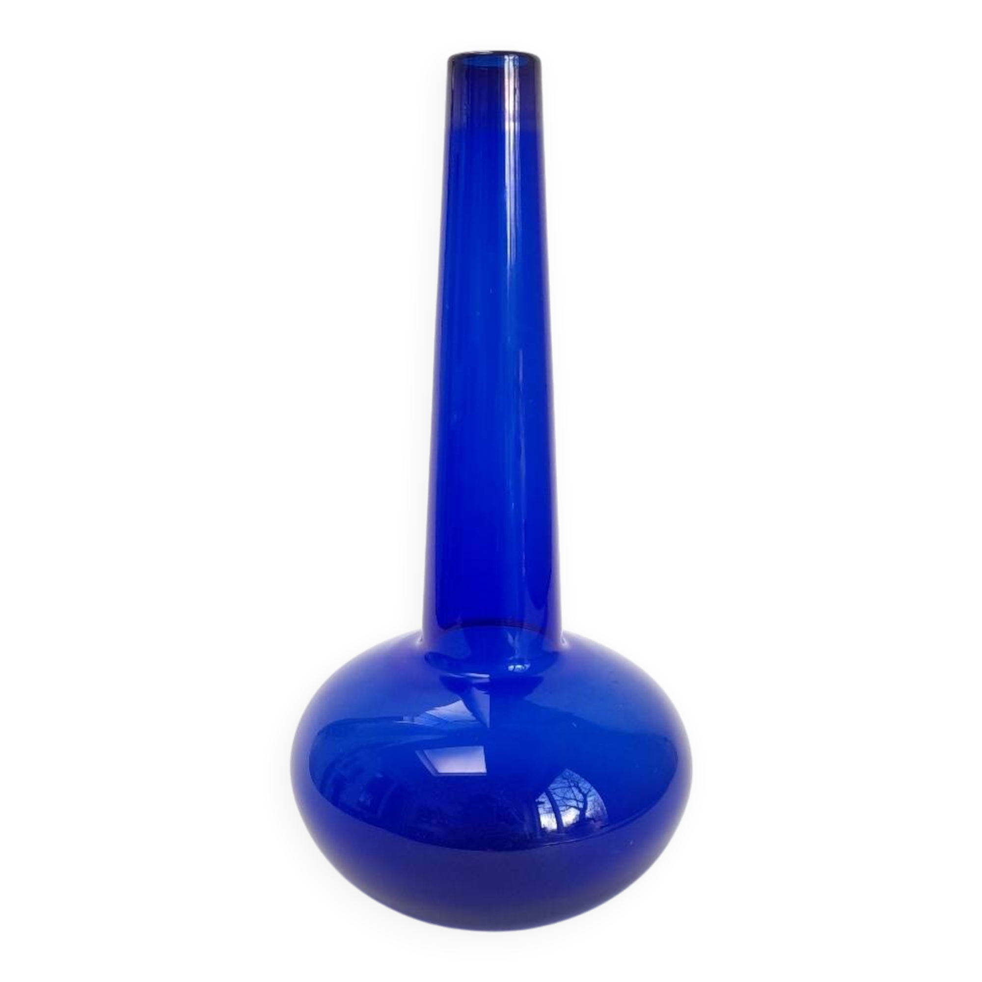 Vase bleu Per Lütken pour Holmegaard années 60