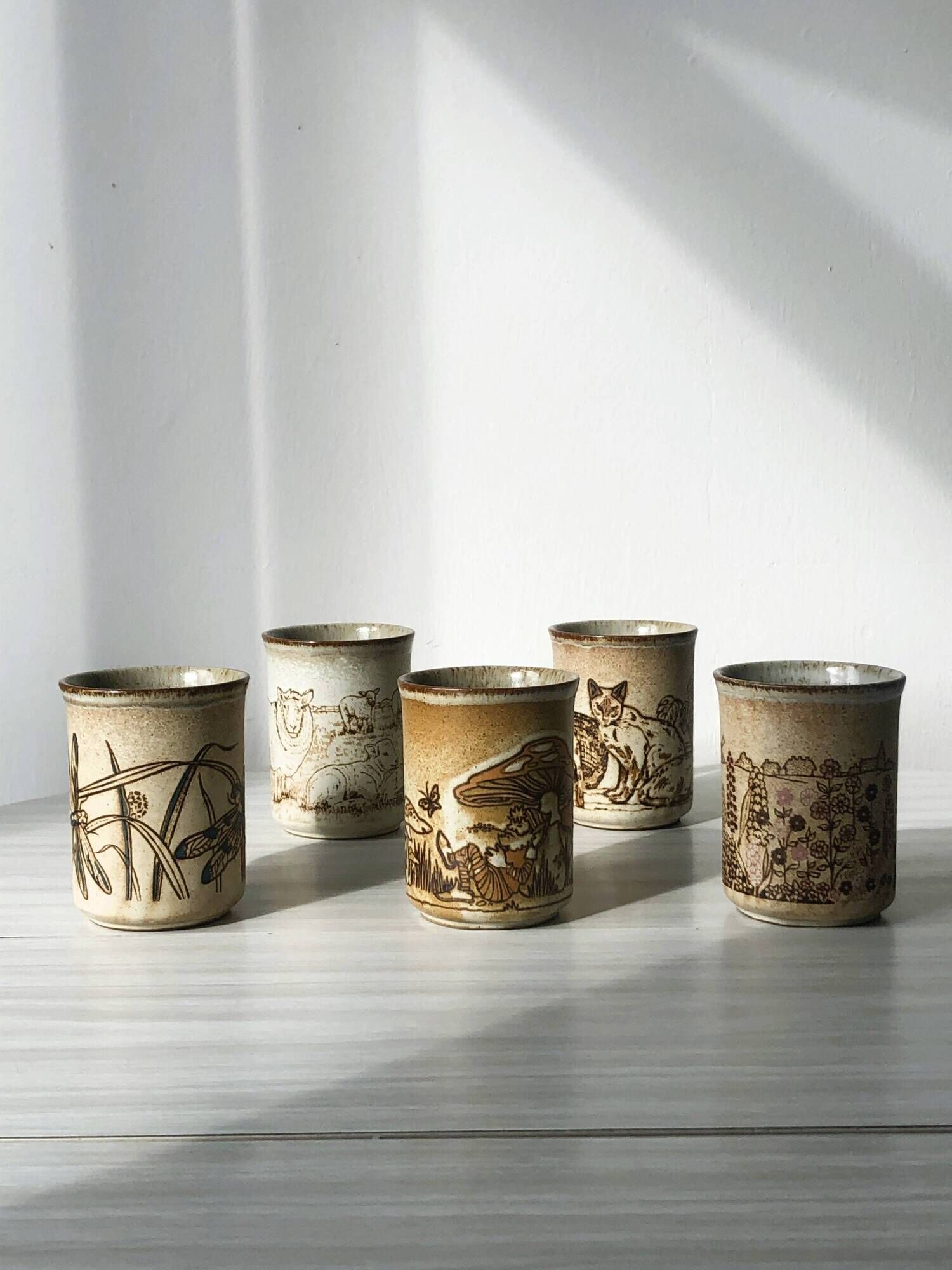 Set of 5 Dunoon ceramic mugs Made in Scotland