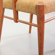 Cees Braakman Dutch Design Wooden Ladder Arm Chairs & Caramel Bouclé Fabric