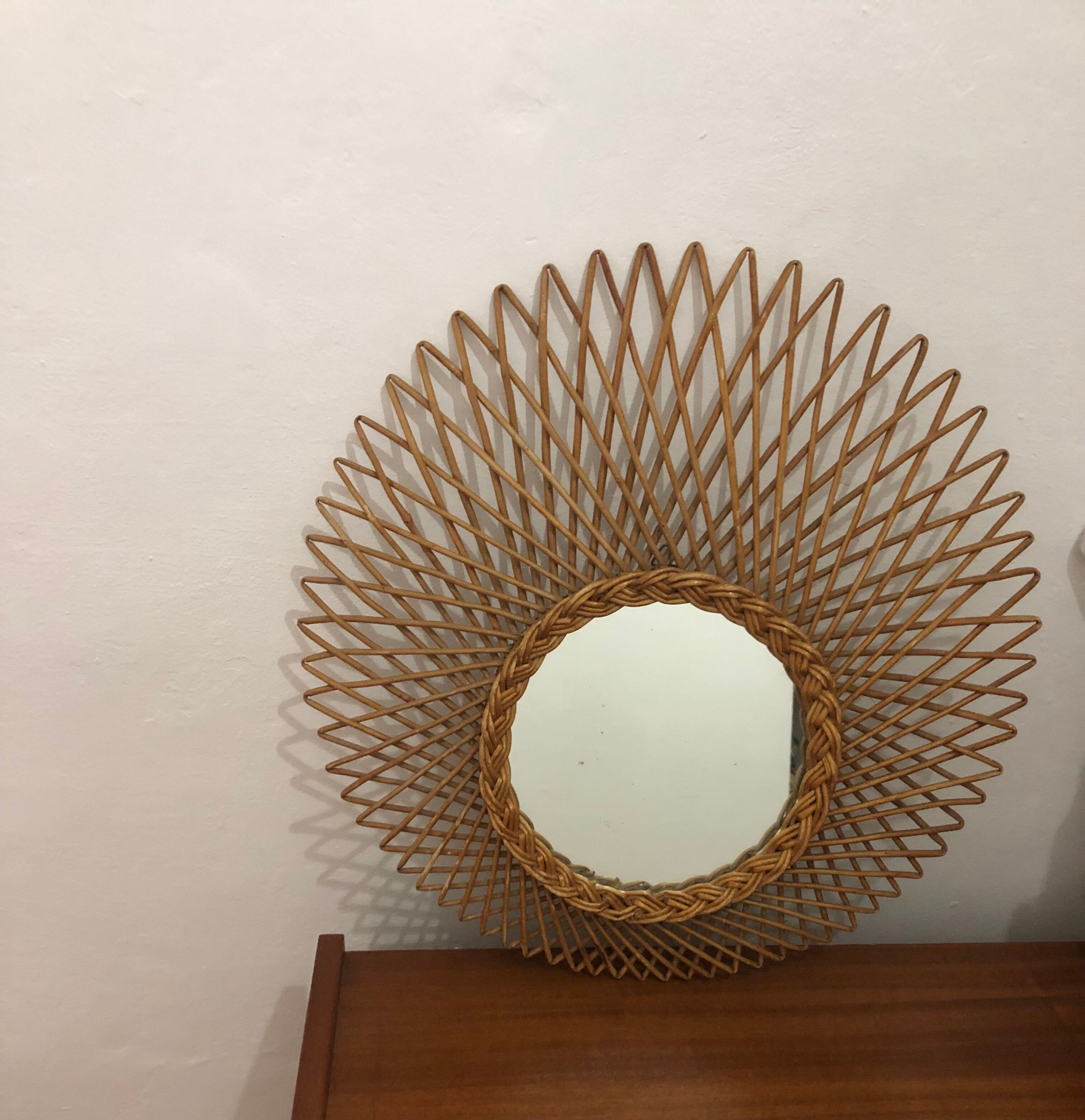 Vintage rattan mirror 60s
