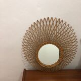 Vintage rattan mirror 60s
