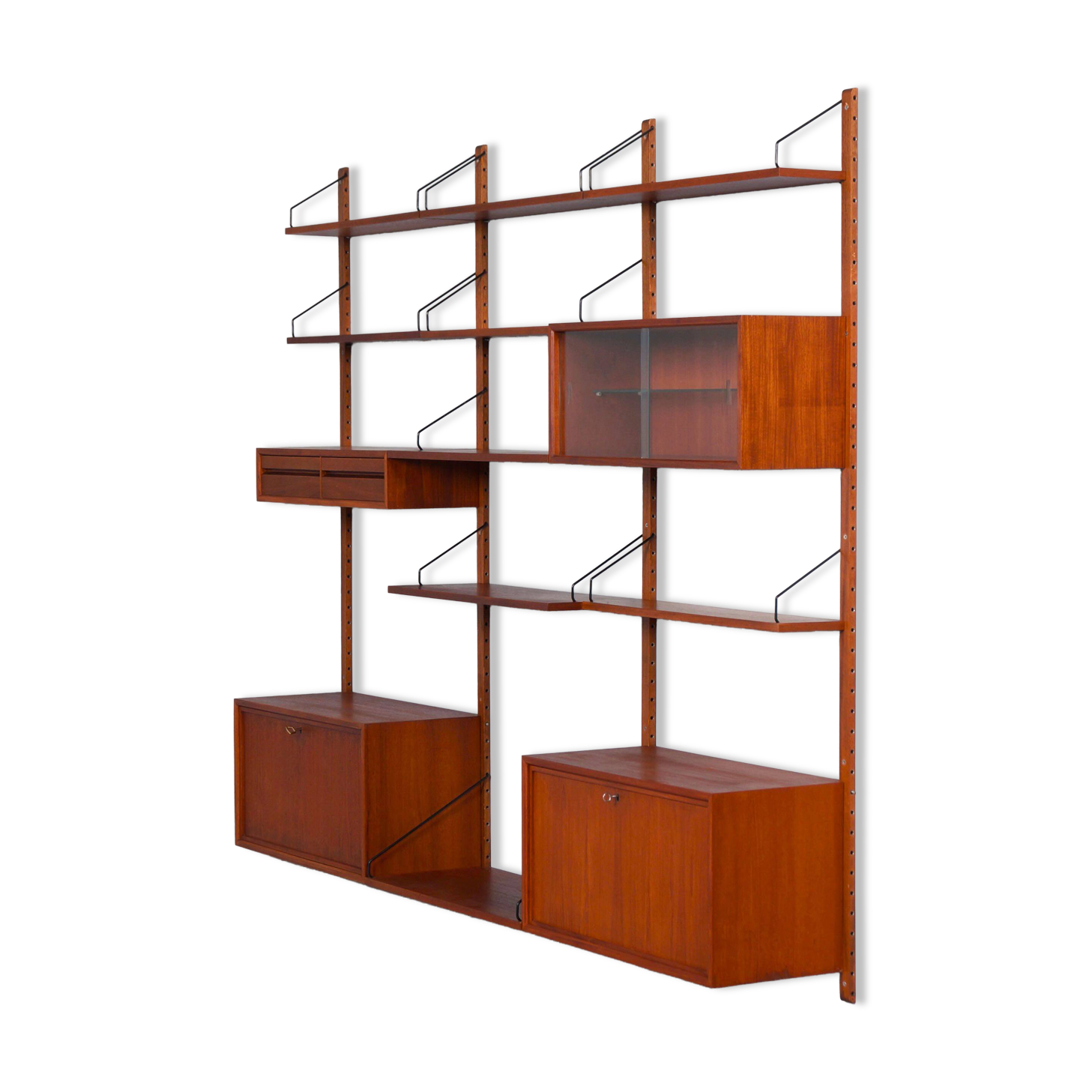 Royal System wall unit by Poul Cadovius for Cado, Denmark, 1960s – 17 pieces