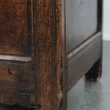 Large antique panelled English oak chest from the 18th century