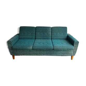 Mid-century sofa, three-seater in turquoise shade