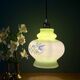 Suspension globe vintage en opaline blanche et verte