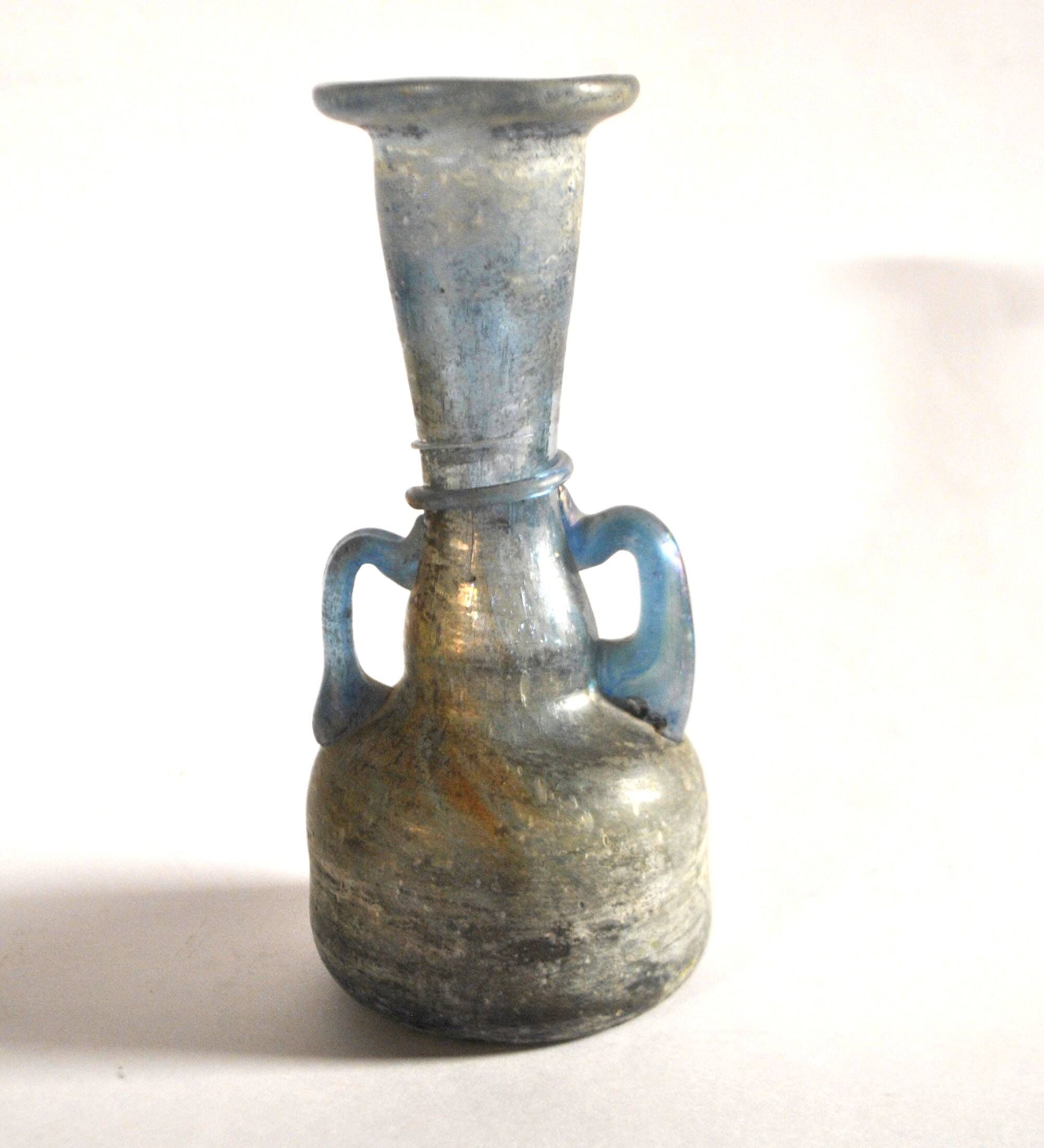 Ancient Murano vase amphora in iridescent blue blown glass – Italy