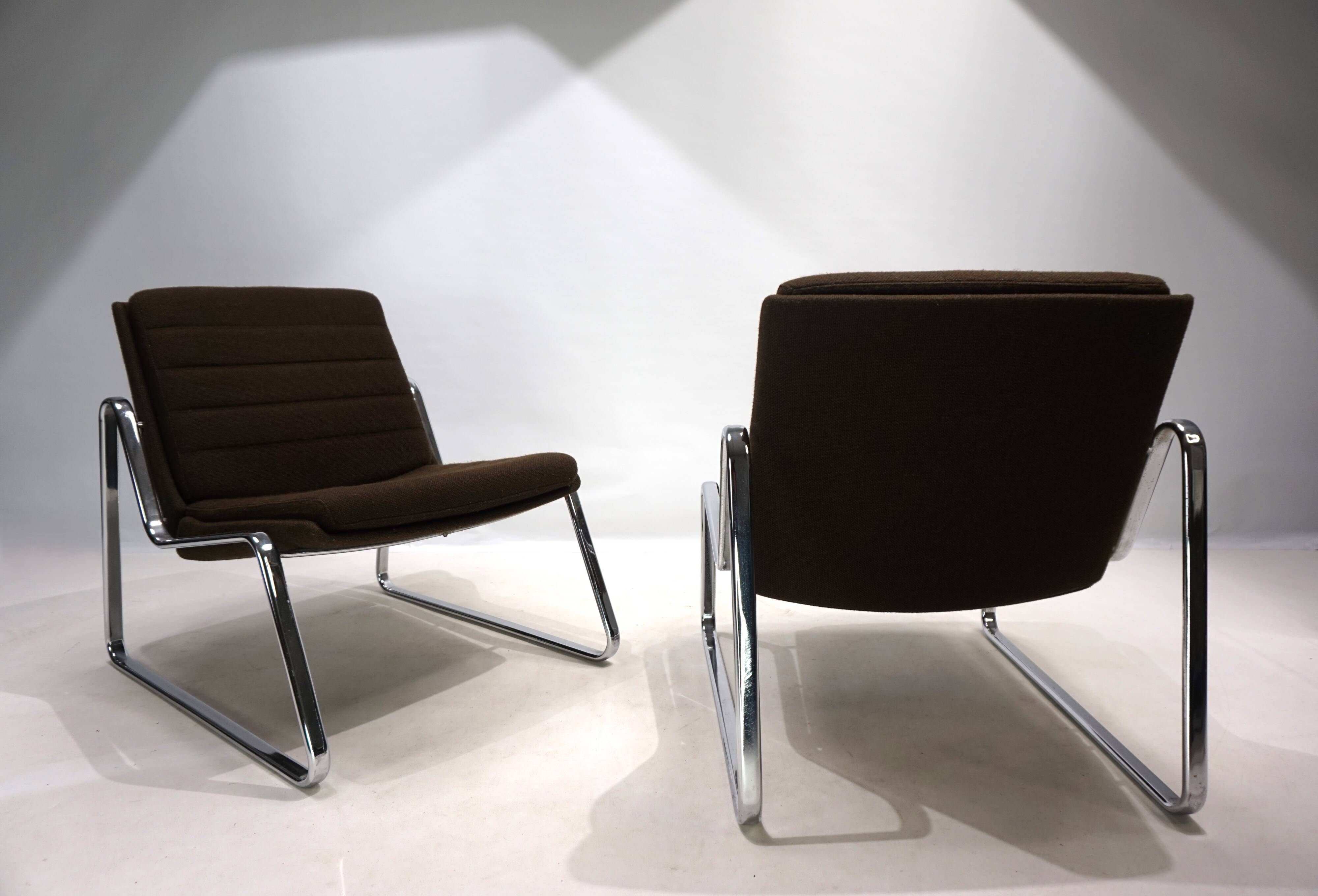 Set of two Drabert chrome lounge chairs by Gerd Lange, 1970