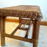 Rectangular vintage rattan coffee table