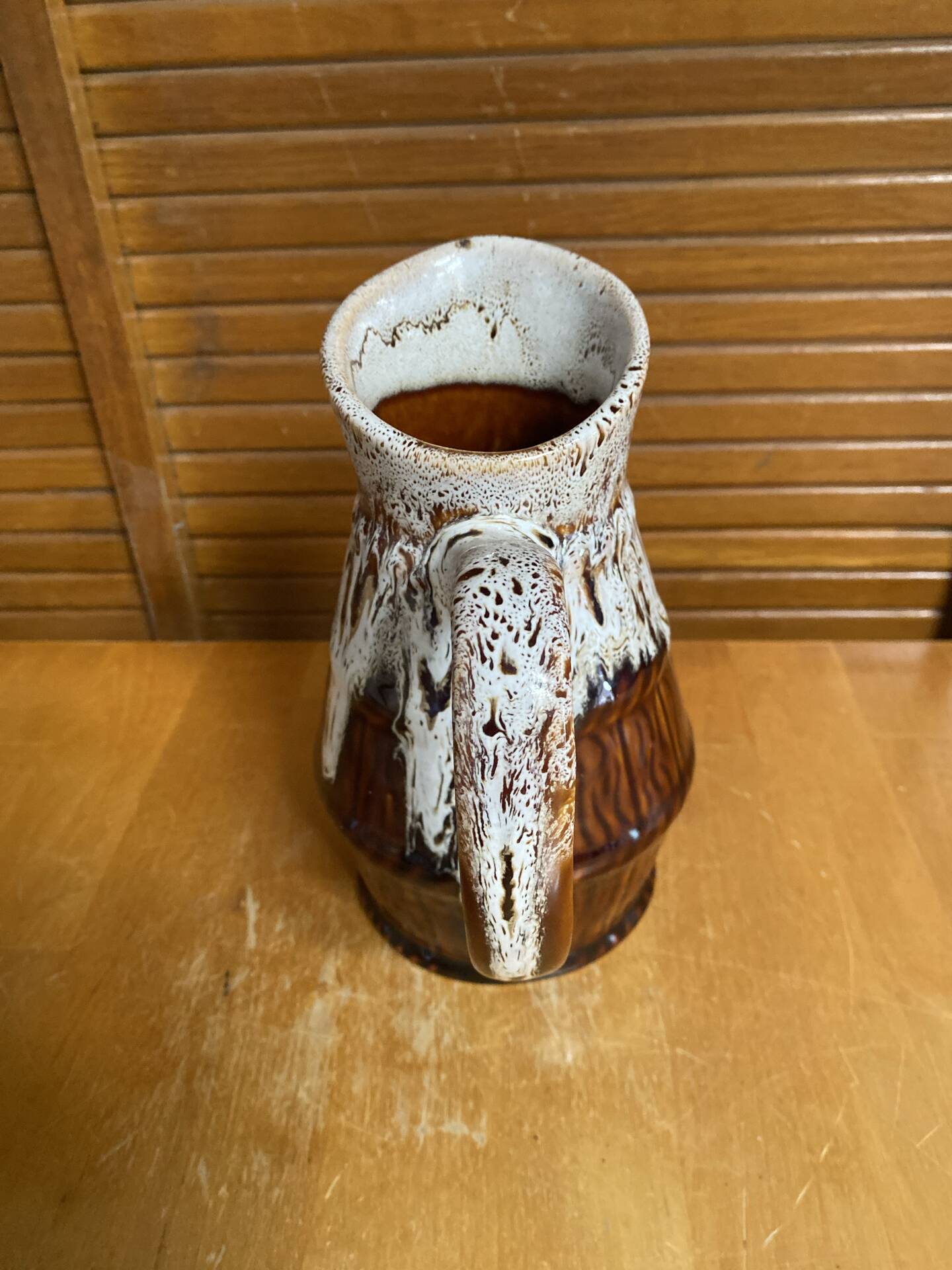 Vintage revol flamed ceramic barrel-shaped pitcher 1 litre