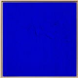 Tableau peinture abstraite monochrome minimaliste bleu encadré