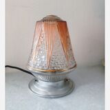 Lamp globe art decoration molded glass pink and gilding