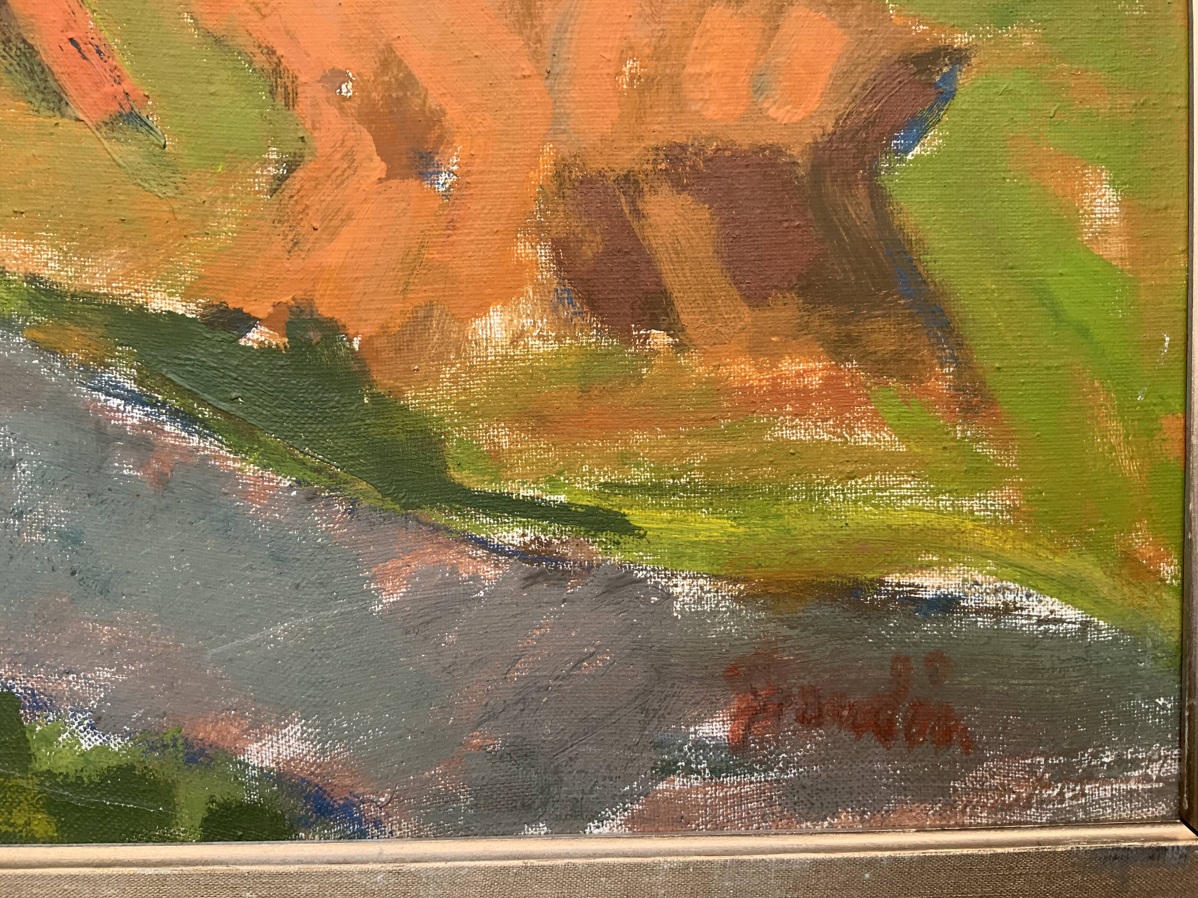 Svan Grandin (1906- 1982) Large Vintage Oil on Canvas Landscape, signed