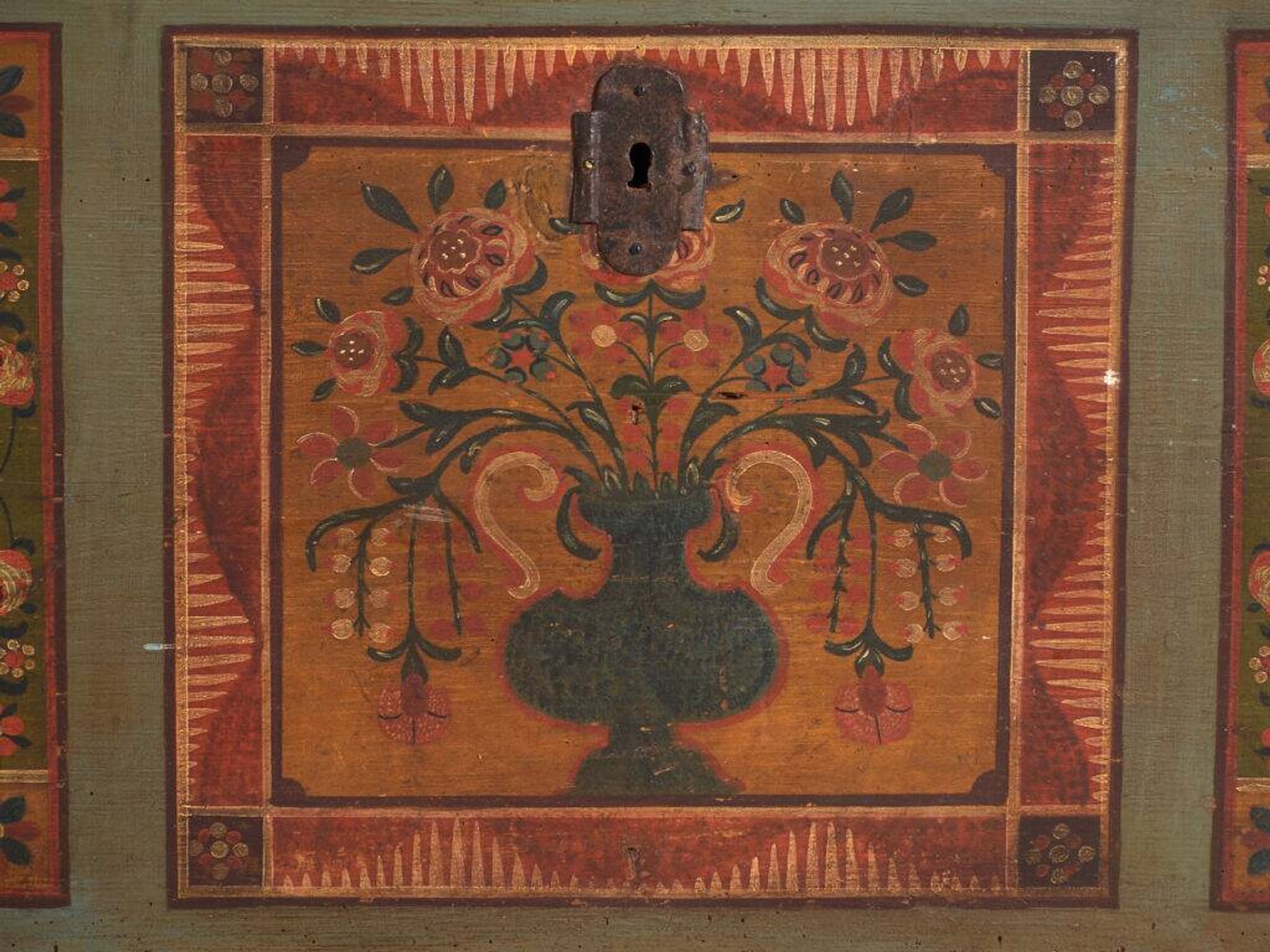 Antique polychrome wedding chest – Central Europe, circa 1850