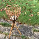 Porte plante en rotin et osier vintage