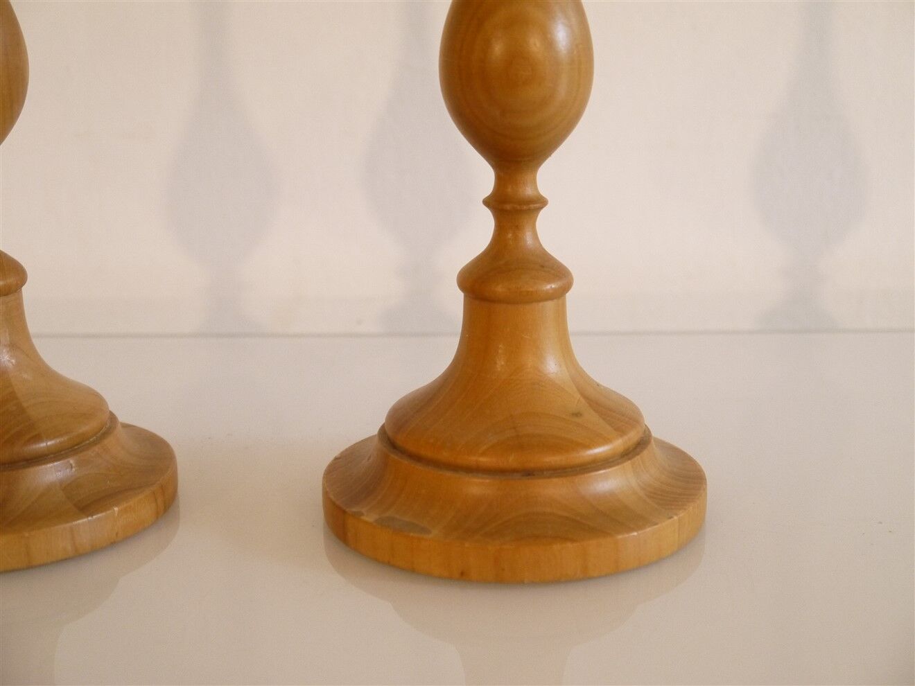 Pair of Scandinavian wooden candle holders
