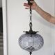 Antique French Victorian style bronze and purple glass pendant light