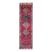 Tapis coureur vintage turc en laine et coton noué à la main des années 1970, 87x310.