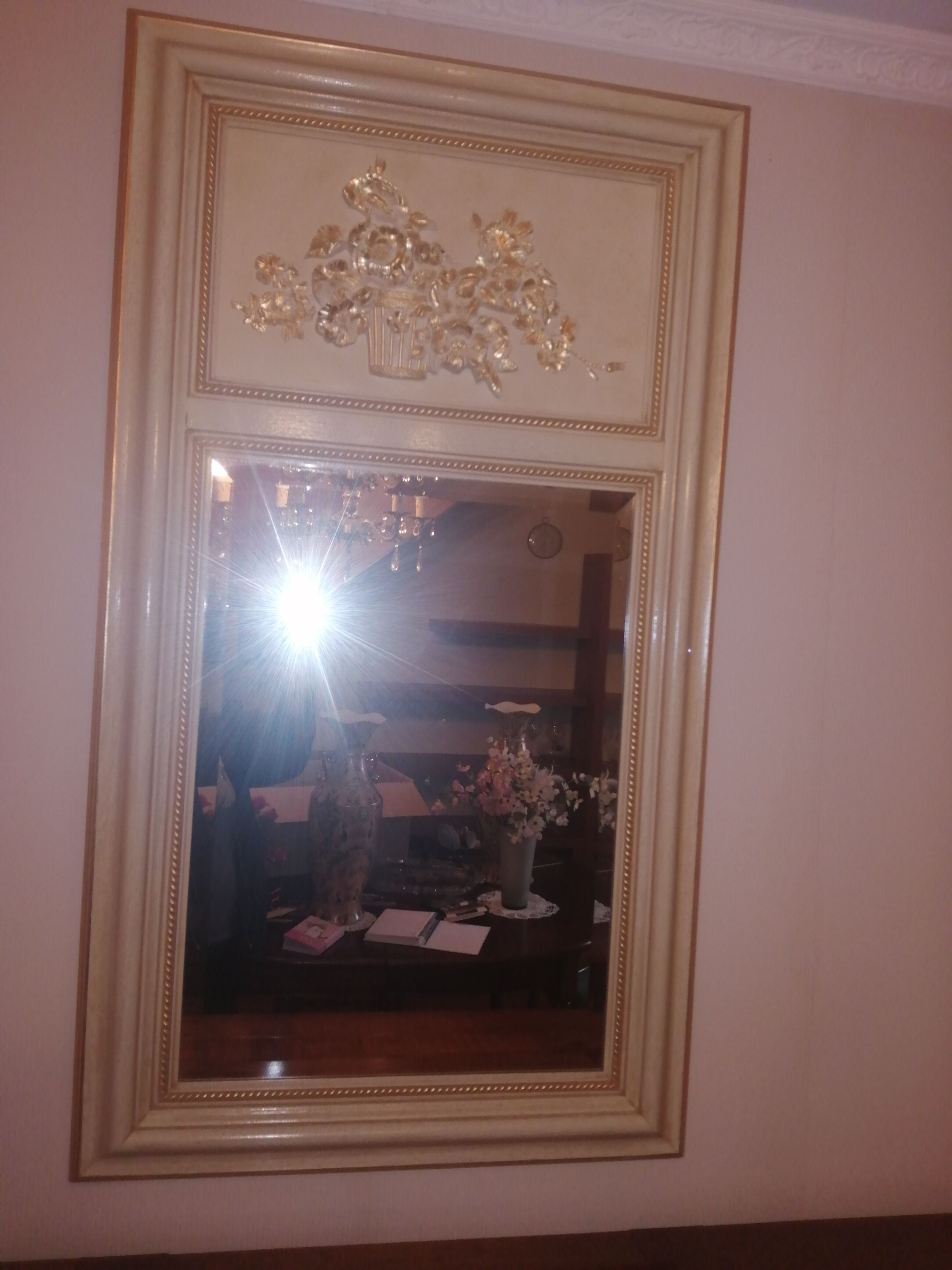 Large carved wooden mirror 70x125cm