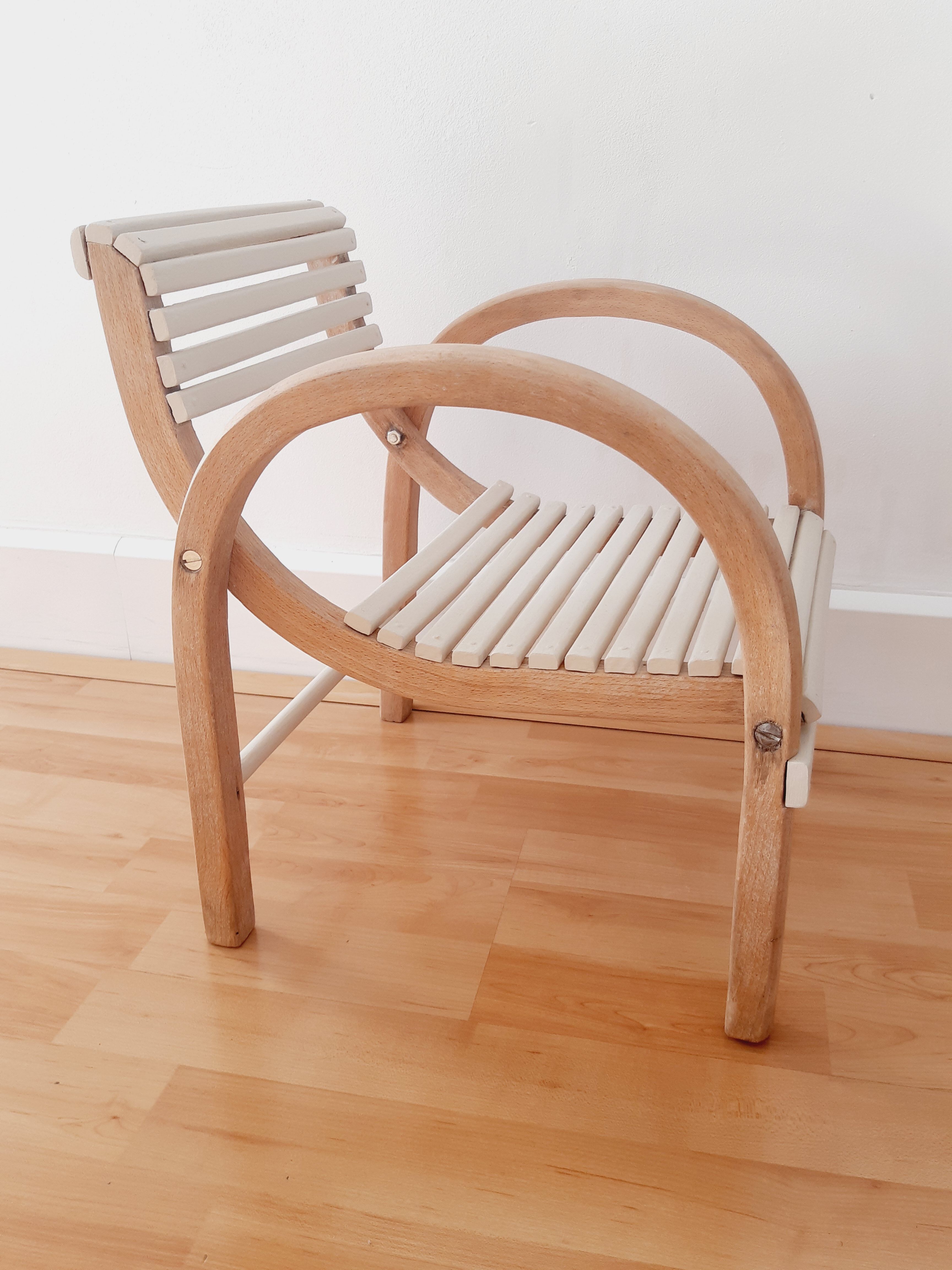 Baumann chair curved wood