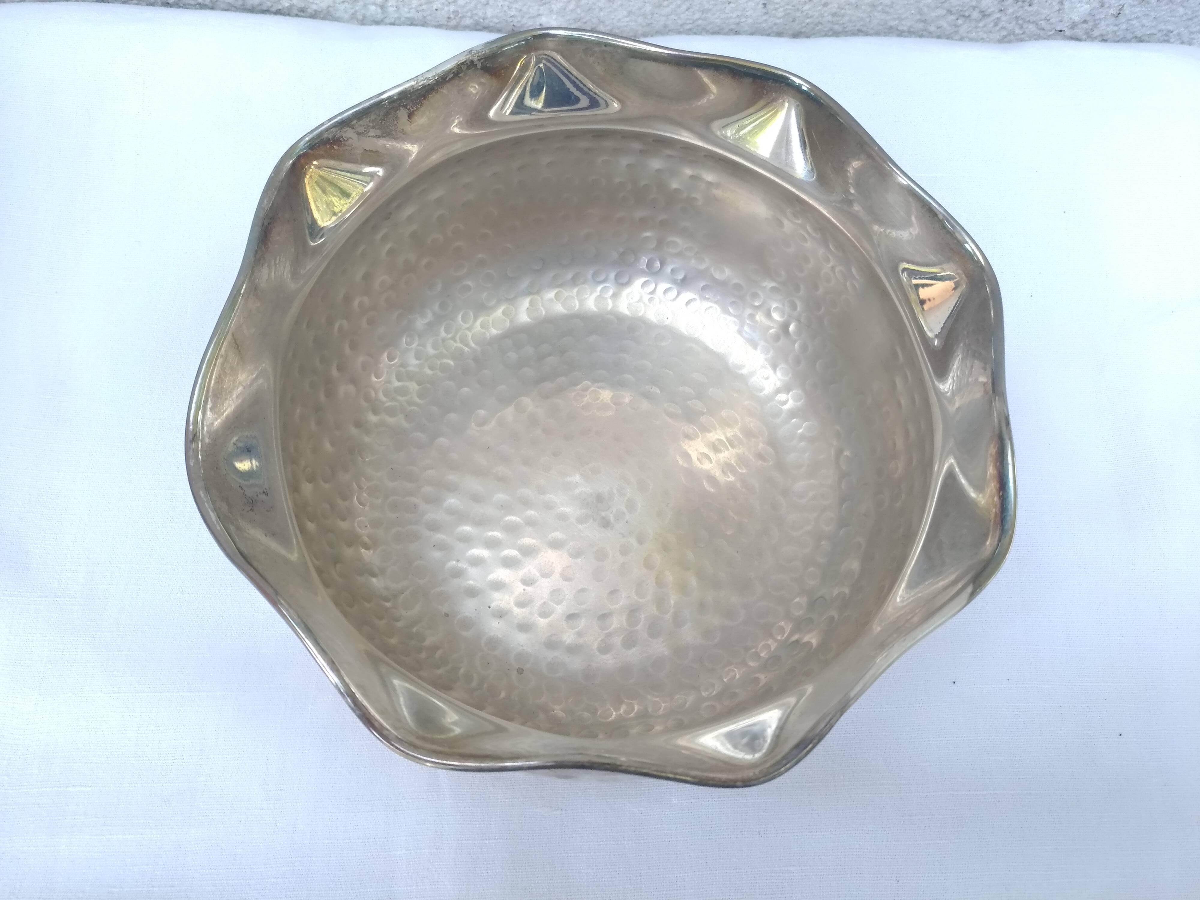 Hammered silver metal pot cache