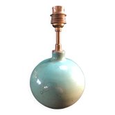 Pied de lampe en céramique émaillée bleu canard