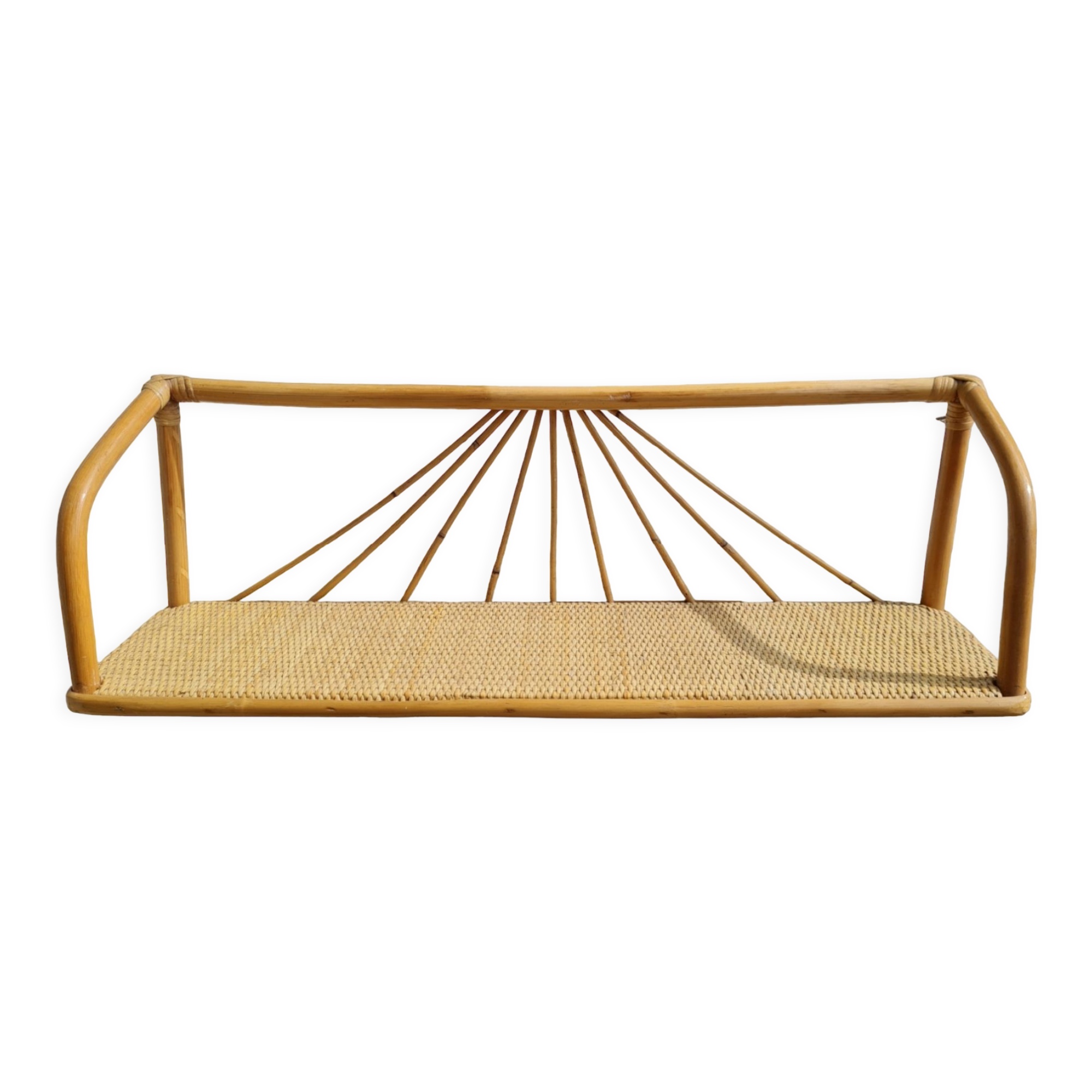 Bamboo and rattan wall shelf