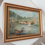Old painting oil on canvas signed J.V.