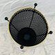 Vintage black perforated metal and brass umbrella stand