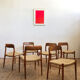 Set of 6 dining chairs, model 75 by Niels O. Møller in teak and paper cord