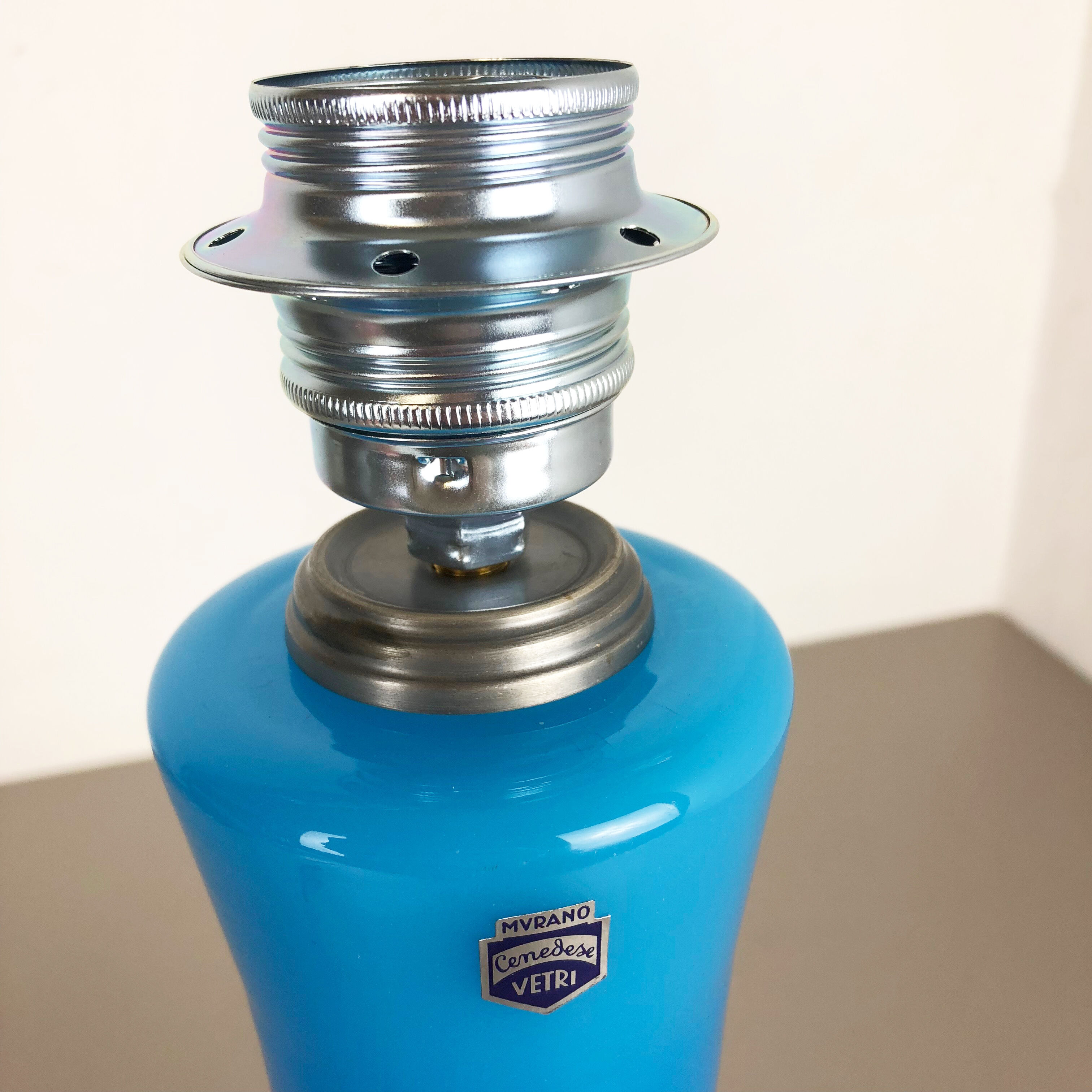 Opaline Murano glass table desk light made by Cenedese Vetri Italy, 1960s