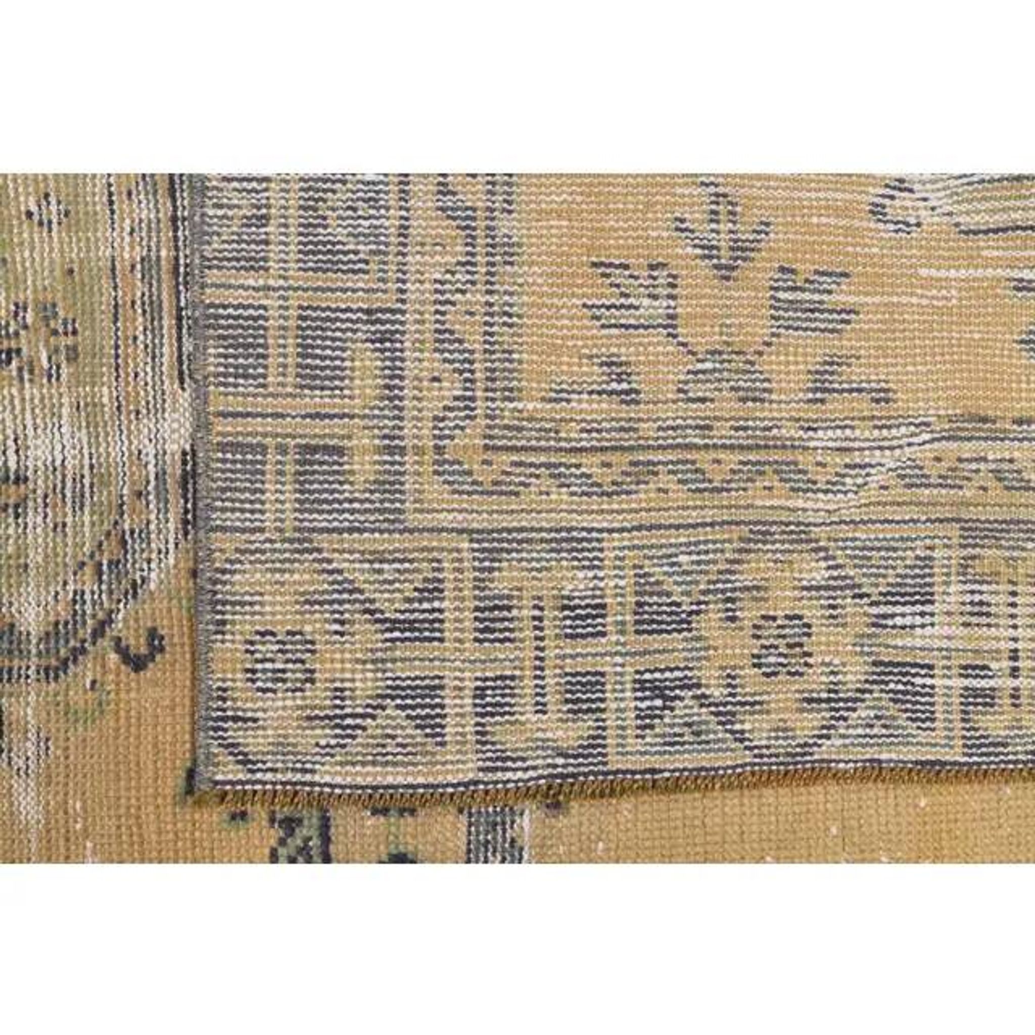 1970s Turkish Hand-Knotted Yellow Wool Runner Rug 111x341