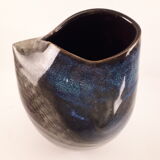 Vintage ceramic vase enamelled sandstone brown green blue