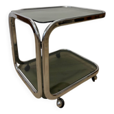 Desserte chrome/verre fumée design Space age