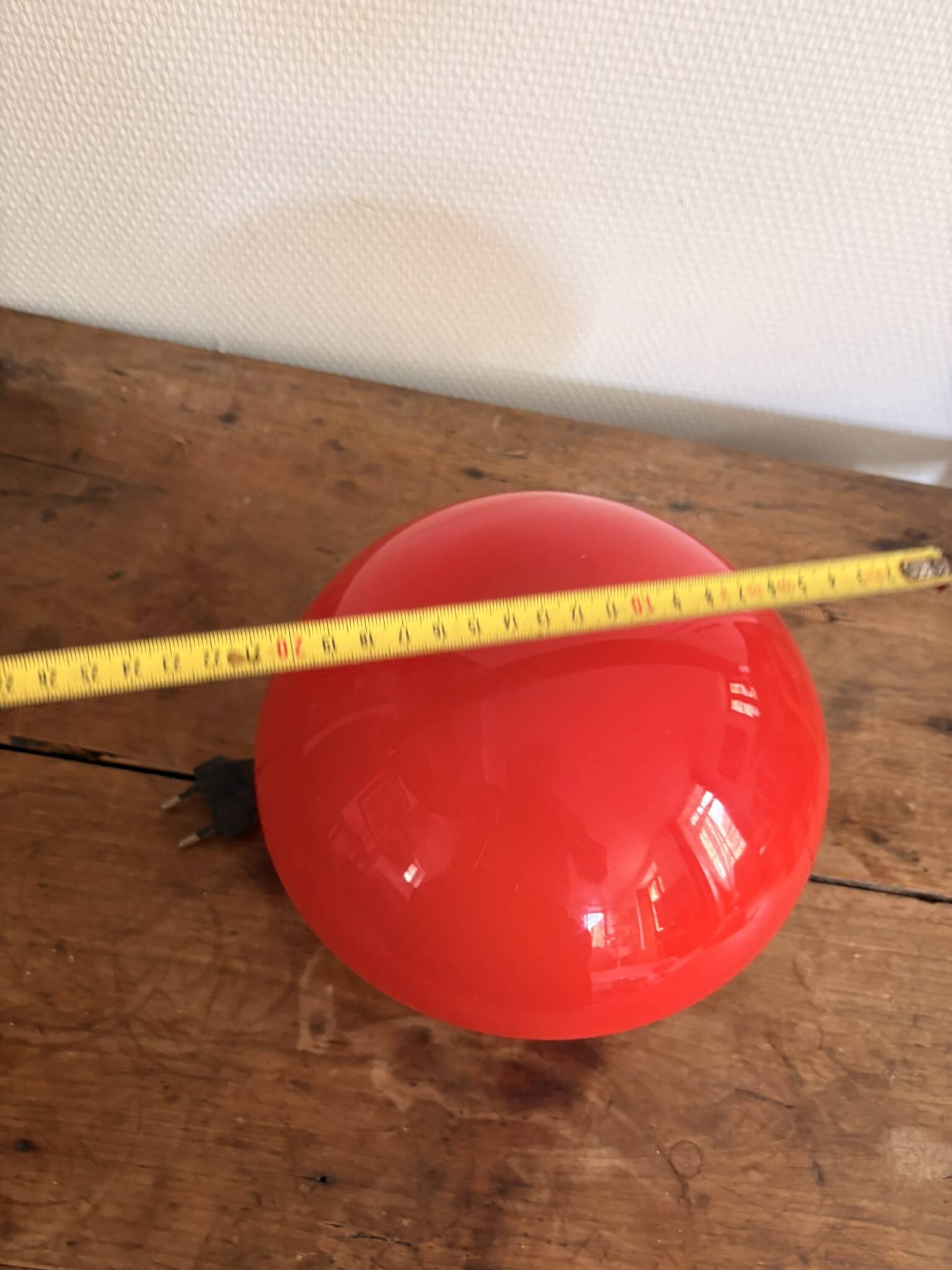 Mushroom Touch Lamp UFO Opaline Glass Red Vintage Design SPage Age