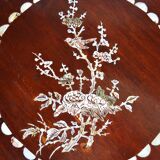 4 Asian armchairs in carved wood and mother-of-pearl inlaid, early twentieth century