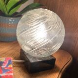 Mid-Century Table Lamp – Cut Glass Globe & Marble Base