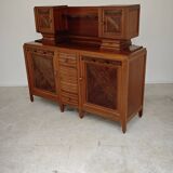 Buffet haut art and craft Art déco français en bois blond 1950 1960