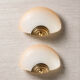 Pair of vintage wall lights in brass and opaline glass, Art Deco style.