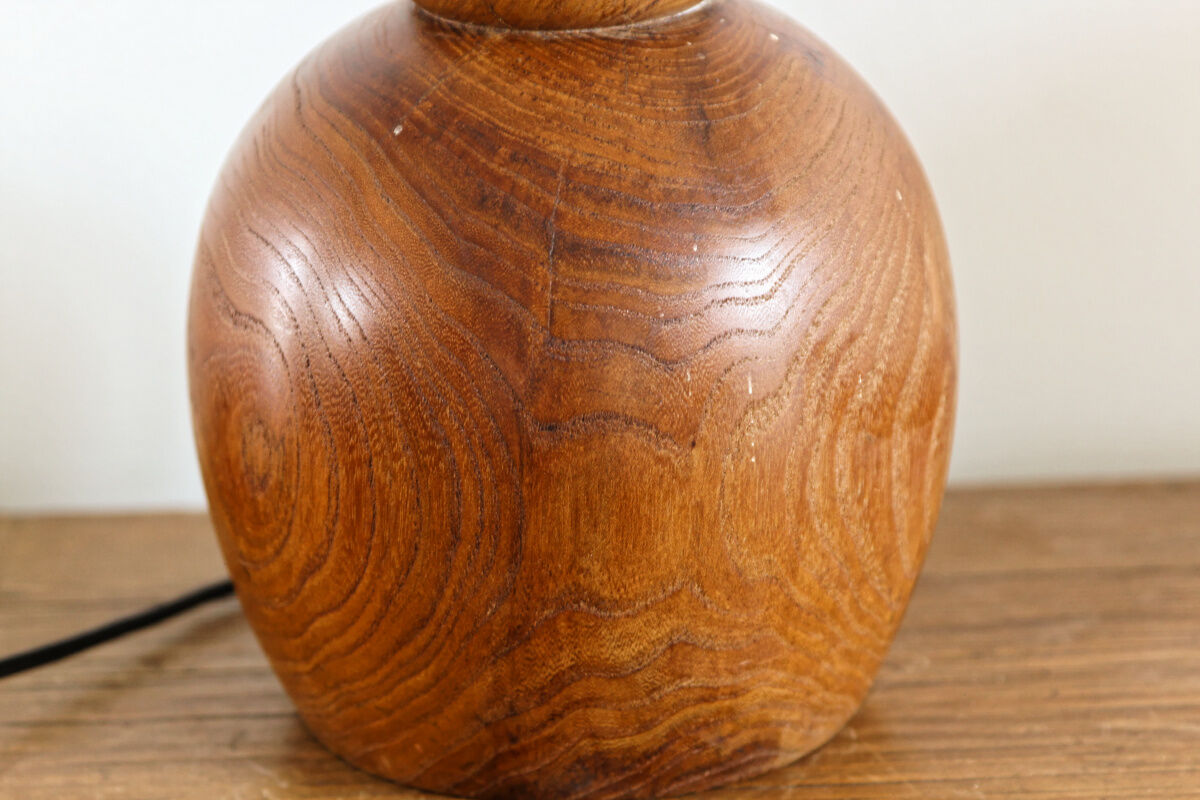 Turned wooden lamp foot signed