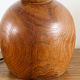 Pied de lampe en bois tourné signé