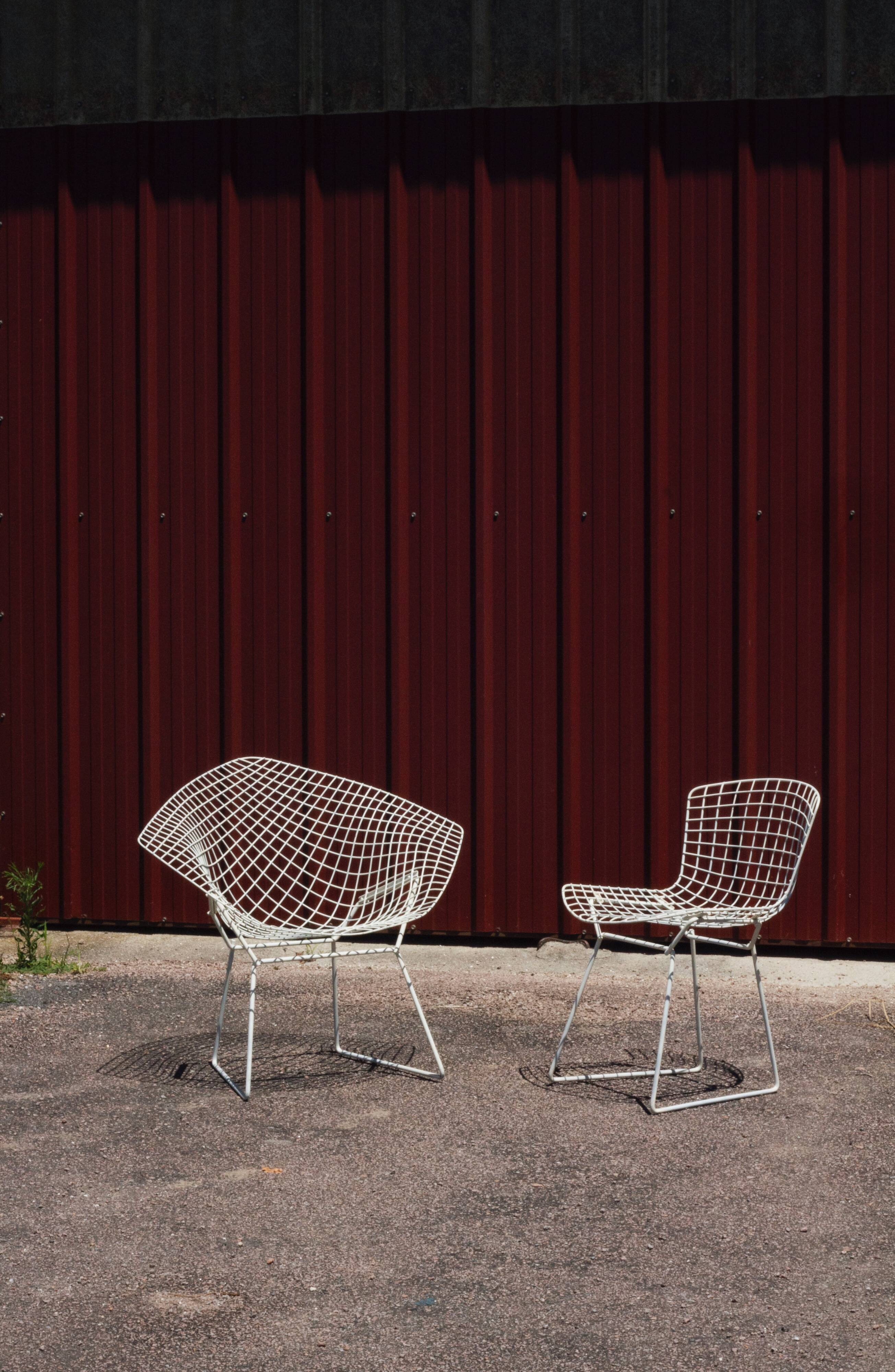 Fauteuil Diamond Chair blanc, Harry Bertoia, 1960
