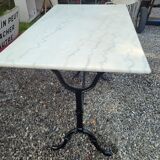 Bistro table top marble foot cast iron