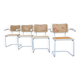 Set of 4 white armchairs B32 Marcel Breuer